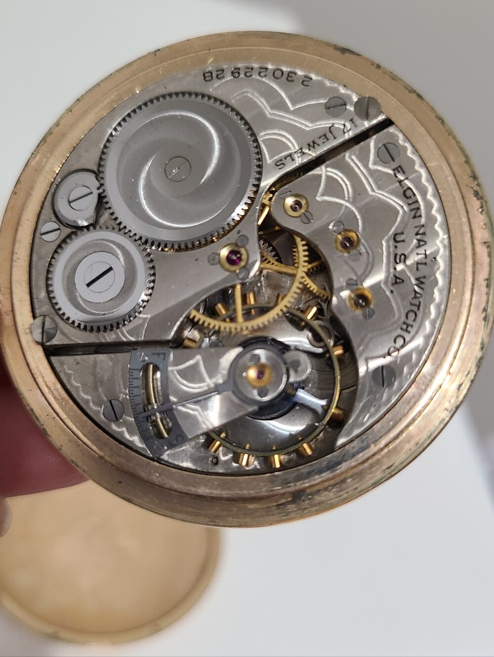 Antique Elgin 1920s Grade 387 Gold Filled Engraved Grandpa Core Pocket Watch - Picture 9 of 12